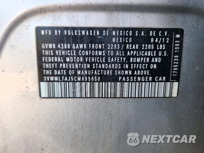 Zdjęcie 12 z 12 samochodu: 2012 VOLKSWAGEN JETTA TDI VIN:3VWML7AJ5CM695650 - miniatura