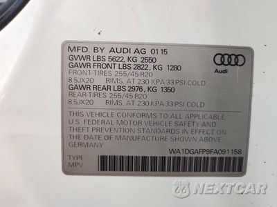 Zdjęcie 13 z 13 samochodu: 2015 AUDI Q5 PREMIUM PLUS VIN:WA1DGAFP9FA091158 - miniatura