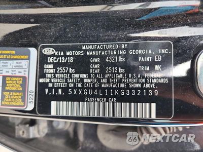 Zdjęcie 13 z 13 samochodu: 2019 KIA OPTIMA EX VIN:5XXGU4L11KG332139 - miniatura