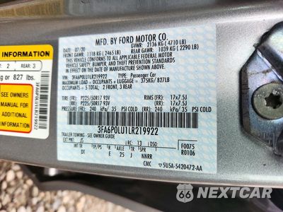 Zdjęcie 12 z 12 samochodu: 2020 FORD FUSION SE VIN:3FA6P0LU1LR219922 - miniatura