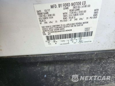 Zdjęcie 14 z 14 samochodu: 2017 FORD EXPLORER XLT VIN:1FM5K8D84HGC45428 - miniatura