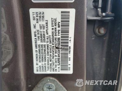 Zdjęcie 13 z 13 samochodu: 2011 HONDA CR-V LX VIN:5J6RE4H33BL050286 - miniatura