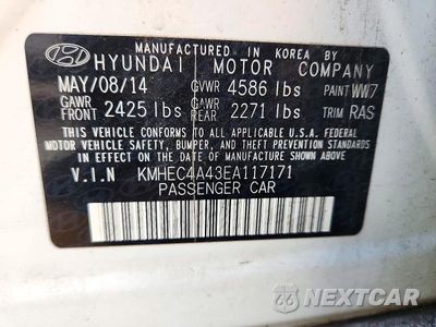 Zdjęcie 12 z 12 samochodu: 2014 HYUNDAI SONATA HYBRID VIN:KMHEC4A43EA117171 - miniatura