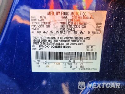 Zdjęcie 13 z 13 samochodu: 2013 FORD EDGE SEL VIN:2FMDK4JC8DBB15764 - miniatura