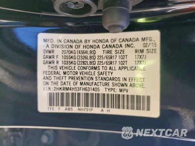 Zdjęcie 13 z 13 samochodu: 2015 HONDA CR-V EX VIN:2HKRM4H53FH631405 - miniatura