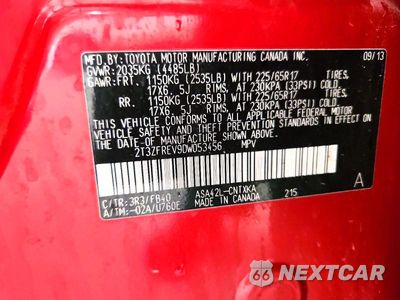 Zdjęcie 14 z 14 samochodu: 2013 TOYOTA RAV4 LE VIN:2T3ZFREV9DW053456 - miniatura