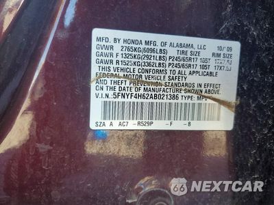 Zdjęcie 12 z 12 samochodu: 2010 HONDA PILOT EXL VIN:5FNYF4H62AB021386 - miniatura