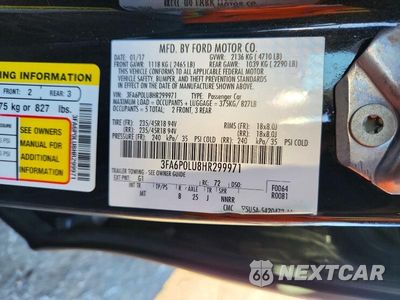 Zdjęcie 12 z 12 samochodu: 2017 FORD FUSION SE HYBRID VIN:3FA6P0LU8HR299971 - miniatura