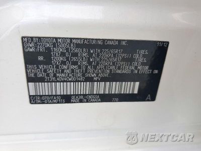 Zdjęcie 13 z 13 samochodu: 2012 TOYOTA RAV4 EV BASE VIN:2T3YL4DV4CW001482 - miniatura