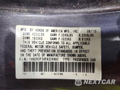 Zdjęcie 12 z 12 samochodu: 2015 HONDA ACCORD LX VIN:1HGCR2F3XFA224882 - miniatura