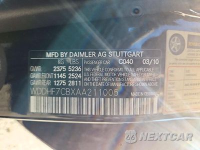 Zdjęcie 12 z 12 samochodu: 2010 MERCEDES-BENZ E 550 VIN:WDDHF7CBXAA211005 - miniatura