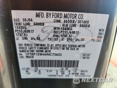 Zdjęcie 12 z 12 samochodu: 2004 FORD F150 VIN:1FTRF12W44NC72623 - miniatura