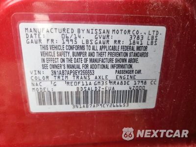 Zdjęcie 12 z 12 samochodu: 2014 NISSAN SENTRA VIN:3N1AB7AP9EY266653 - miniatura