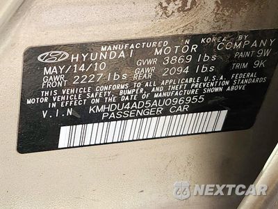 Zdjęcie 12 z 12 samochodu: 2010 HYUNDAI ELANTRA GLS VIN:KMHDU4AD5AU096955 - miniatura