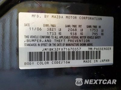Zdjęcie 13 z 13 samochodu: 2007 MAZDA 3 I VIN:JM1BK32FX71670357 - miniatura