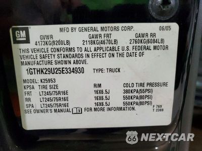 Zdjęcie 12 z 12 samochodu: 2005 GMC SIERRA K2500 HEAVY DUTY VIN:1GTHK29U25E334930 - miniatura