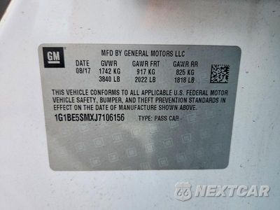 Zdjęcie 13 z 13 samochodu: 2018 CHEVROLET CRUZE LT VIN:1G1BE5SMXJ7106156 - miniatura