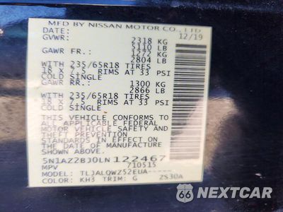 Zdjęcie 12 z 12 samochodu: 2020 NISSAN MURANO SV VIN:5N1AZ2BJ0LN122467 - miniatura