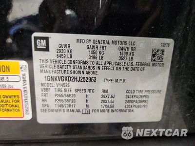 Zdjęcie 13 z 13 samochodu: 2017 CHEVROLET TRAVERSE LT VIN:1GNKVGKD2HJ252963 - miniatura