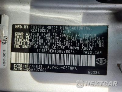 Zdjęcie 12 z 12 samochodu: 2011 TOYOTA CAMRY LE VIN:4T1BF3EK4BU686084 - miniatura