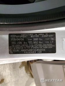 Zdjęcie 12 z 12 samochodu: 2004 HYUNDAI ELANTRA GLS VIN:KMHDN46D24U850159 - miniatura