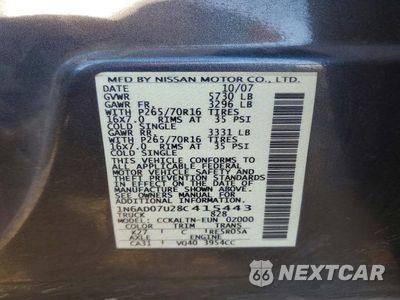 Zdjęcie 12 z 12 samochodu: 2008 NISSAN FRONTIER SE V6 VIN:1N6AD07U28C415443 - miniatura