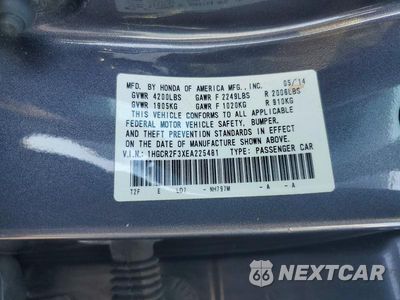 Zdjęcie 12 z 12 samochodu: 2014 HONDA ACCORD LX VIN:1HGCR2F3XEA225481 - miniatura