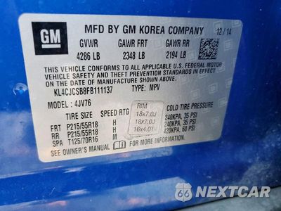 Zdjęcie 13 z 13 samochodu: 2015 BUICK ENCORE VIN:KL4CJCSB8FB111137 - miniatura