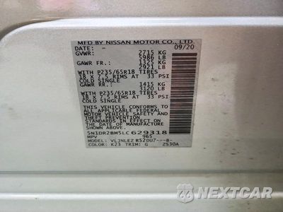 Zdjęcie 13 z 13 samochodu: 2020 NISSAN PATHFINDER SV VIN:5N1DR2BM5LC629318 - miniatura