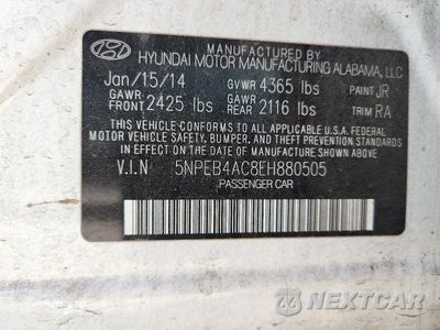 Zdjęcie 12 z 12 samochodu: 2014 HYUNDAI SONATA GLS VIN:5NPEB4AC8EH880505 - miniatura