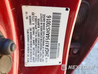 Zdjęcie 12 z 12 samochodu: 2010 HONDA CIVIC LX VIN:2HGFA1F54AH570016 - miniatura