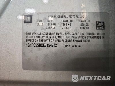 Zdjęcie 12 z 12 samochodu: 2014 CHEVROLET CRUZE LT VIN:1G1PC5SBXE7154742 - miniatura