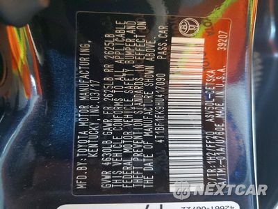 Zdjęcie 12 z 12 samochodu: 2017 TOYOTA CAMRY SE VIN:4T1BF1FK9HU417090 - miniatura