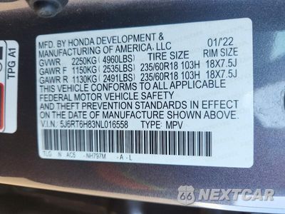 Zdjęcie 13 z 13 samochodu: 2022 HONDA CR-V EXL VIN:5J6RT6H83NL016558 - miniatura
