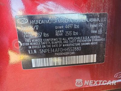 Zdjęcie 13 z 13 samochodu: 2017 HYUNDAI SONATA LIMITED VIN:5NPE34AF0HH552880 - miniatura