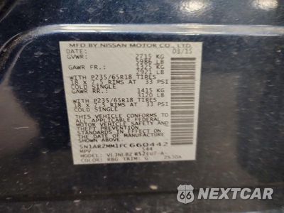 Zdjęcie 14 z 14 samochodu: 2015 NISSAN PATHFINDER S VIN:5N1AR2MM1FC660442 - miniatura