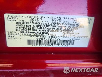 Zdjęcie 12 z 12 samochodu: 2010 NISSAN SENTRA 2.0 VIN:3N1AB6AP9AL610533 - miniatura