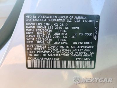 Zdjęcie 13 z 13 samochodu: 2021 VOLKSWAGEN ATLAS SE VIN:1V2JR2CA6MC546153 - miniatura