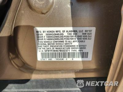 Zdjęcie 12 z 12 samochodu: 2007 HONDA PILOT EX VIN:5FNYF28467B032371 - miniatura