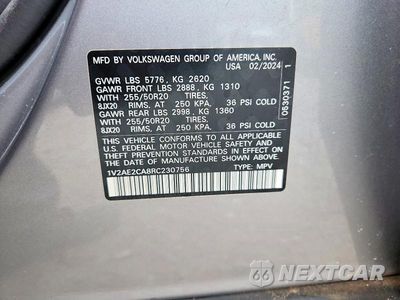 Zdjęcie 13 z 13 samochodu: 2024 VOLKSWAGEN ATLAS CROSS SPORT SEL R-LINE VIN:1V2AE2CA8RC230756 - miniatura