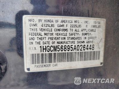 Zdjęcie 12 z 12 samochodu: 2005 HONDA ACCORD EX VIN:1HGCM56895A026448 - miniatura