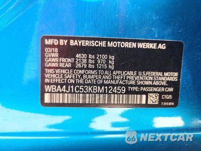 Zdjęcie 12 z 12 samochodu: 2019 BMW 430I GRAN COUPE VIN:WBA4J1C53KBM12459 - miniatura