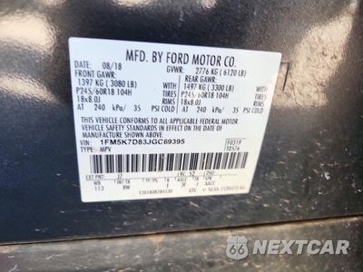 Zdjęcie 13 z 13 samochodu: 2018 FORD EXPLORER XLT VIN:1FM5K7D83JGC69395 - miniatura