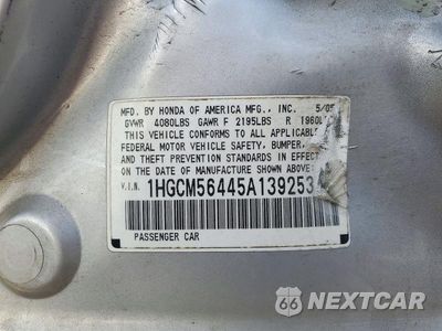 Zdjęcie 13 z 13 samochodu: 2005 HONDA ACCORD LX VIN:1HGCM56445A139253 - miniatura