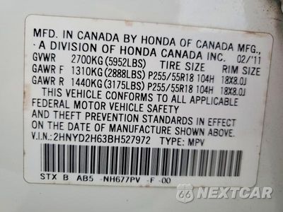 Zdjęcie 14 z 14 samochodu: 2011 ACURA MDX TECHNOLOGY VIN:2HNYD2H63BH527972 - miniatura