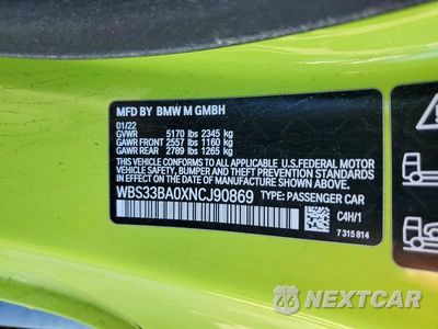 Zdjęcie 12 z 12 samochodu: 2022 BMW M4 COMPETITION VIN:WBS33BA0XNCJ90869 - miniatura