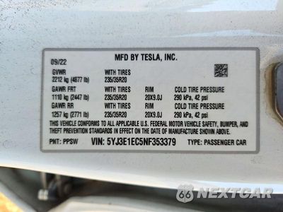 Zdjęcie 12 z 12 samochodu: 2022 TESLA MODEL 3 VIN:5YJ3E1EC5NF353379 - miniatura