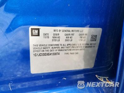 Zdjęcie 12 z 12 samochodu: 2016 CHEVROLET SONIC LT VIN:1G1JC5SG9G4130874 - miniatura