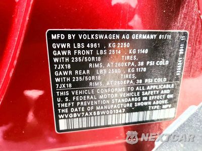 Zdjęcie 14 z 14 samochodu: 2011 VOLKSWAGEN TIGUAN S VIN:WVGBV7AX5BW001347 - miniatura