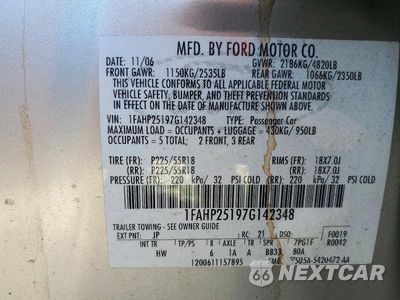 Zdjęcie 12 z 12 samochodu: 2007 FORD FIVE HUNDRED LIMITED VIN:1FAHP25197G142348 - miniatura